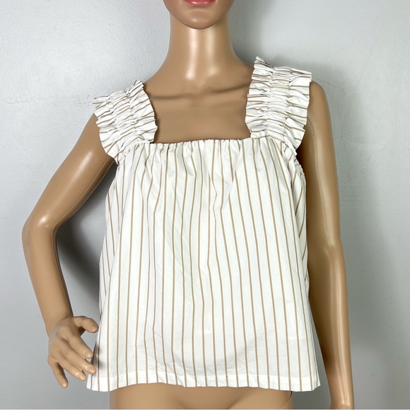 FRAME STRIPED RUFFLE STRAP COTTON TOP - Picture 2 of 11
